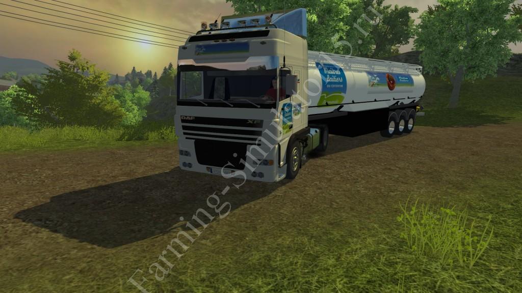 Мод грузовика DAF XF 480 & Milchtrailer Maitres Laitiers v 1.0 Farming Simulator 2013, Farming Simulator 13