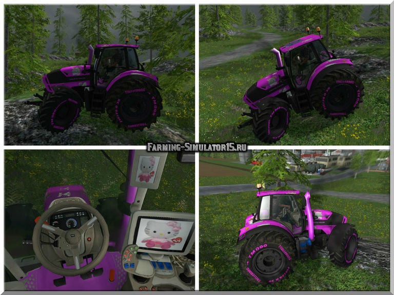 Мод трактор Deutz Fahr 7250 Hello Kitty v 1.0 Farming Simulator 2015