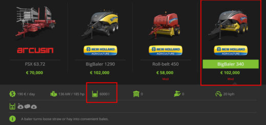 Мод тюкопрессы New Holland Baler Pack (Fill level) V 1 Farming Simulator 17