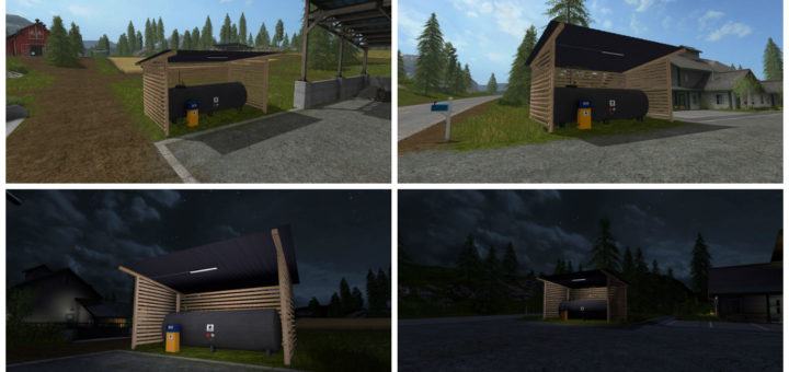 Мод Gas station with shelter and night light v 1.0 Farming Simulator 17