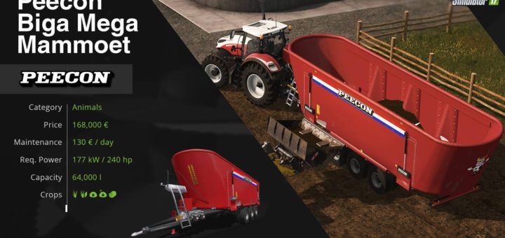 Мод Peecon Biga Mega Mammoet v 1.0 Farming Simulator 2017