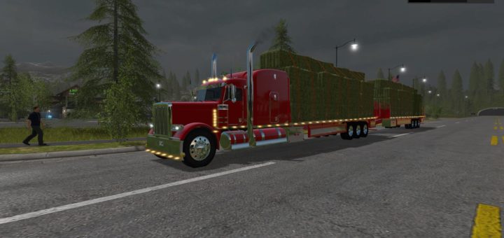 Мод грузовик PETERBILT 388 FLATBED CUSTOM v1.0 Farming Simulator 2017