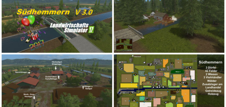 Мод карта Südhemmern V 3.0 Farming Simulator 17
