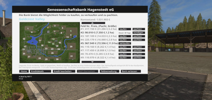 Мод cкрипт Bank of Hagenstedt v 2.2 Farming Simulator 2017