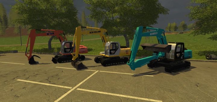 Мод экскаваторы KOBELCO EXCAVATOR PACK V1.0 Farming Simulator 2017