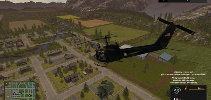 Мод вертолет Bell UH1D v1.0 Farming Simulator 2017