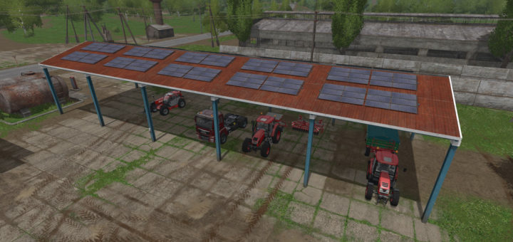 Мод навес VEHICLE SHELTER WITH SOLAR SYSTEM V1.0 FS17