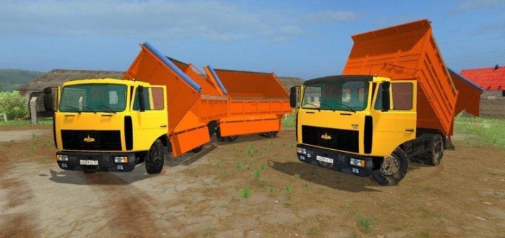 Мод грузовик МАЗ MAZ 5551+TRAILER MAZ 8561 V1.0 Фарминг Симулятор 2017