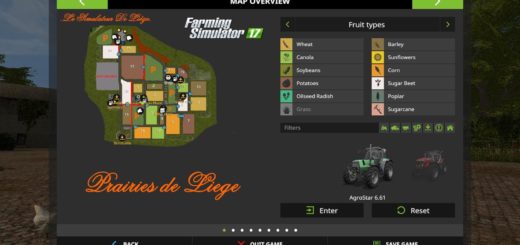 Мод карта PRAIRIES DE LIEGE V1.0 Farming Simulator 2017