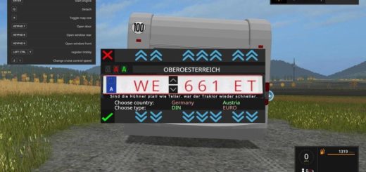Мод скрипт Custom Number Plate Pack v 2.0 Farming Simulator 17