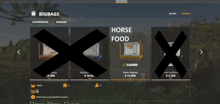 Мод 10K capacity bigBag HorseFood v1.0 Farming Simulator 19