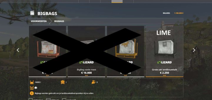 Мод 10K capacity bigBag Lime v1.0 Farming Simulator 19