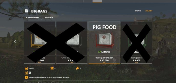 Мод 10K capacity bigBag PigFood v1.0 Farming Simulator 19