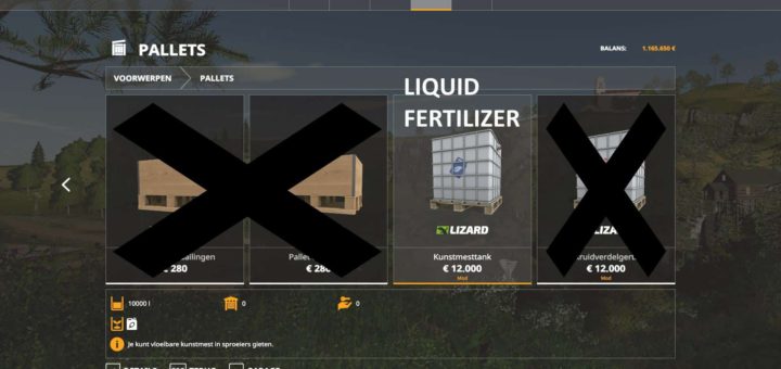 Мод 10K capacity liquidTank Fertilizer v1.0 Farming Simulator 19