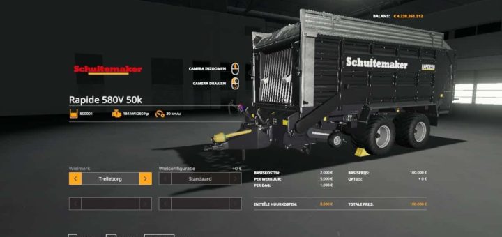 Мод прицеп CSS schuitemaker rapide blackline pack v1.0 FS19