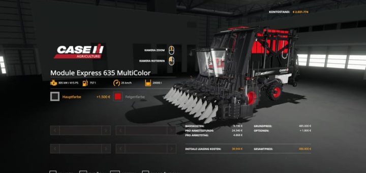 Мод комбайн CaseIH ModuleExpress536 – MultiColor V 1.0 FS19
