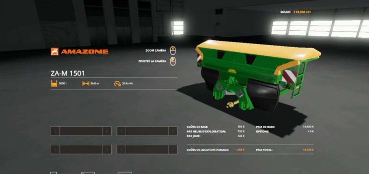 Мод разбрасыватель AMAZONE ZA-M 1501 v1.0.0.0 FS19