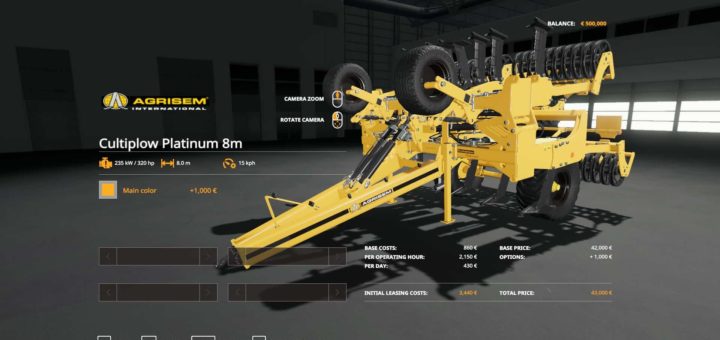 Мод плуг Cultiplow Platinum 8m als Pflug v1.0 Farming Simulator 19