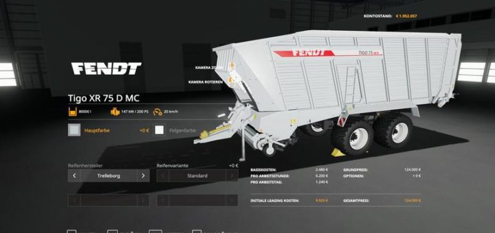 Мод прицеп Fendt TigoXR75 – MultiColor 80.000l v1.0 FS19