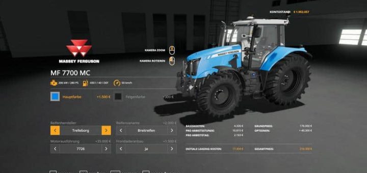 Мод трактор Massey Furgusun MF7700 – MultiColor v1.0 FS19