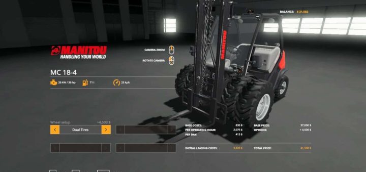 Мод погрузчик Forklift Duallies & Weighted Duallies v1.1 FS19