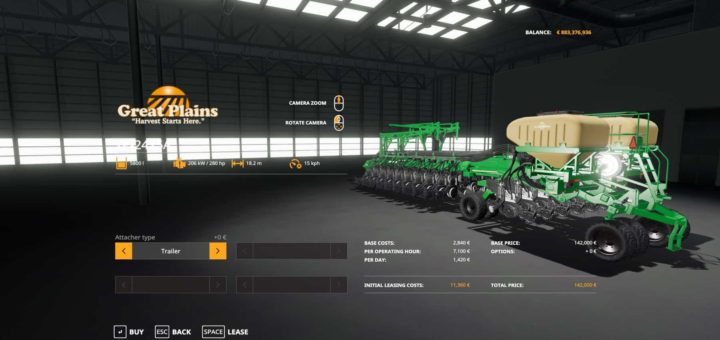 Мод сеялка GREATPLAINS YP2425A V1.0 Farming Simulator 2019