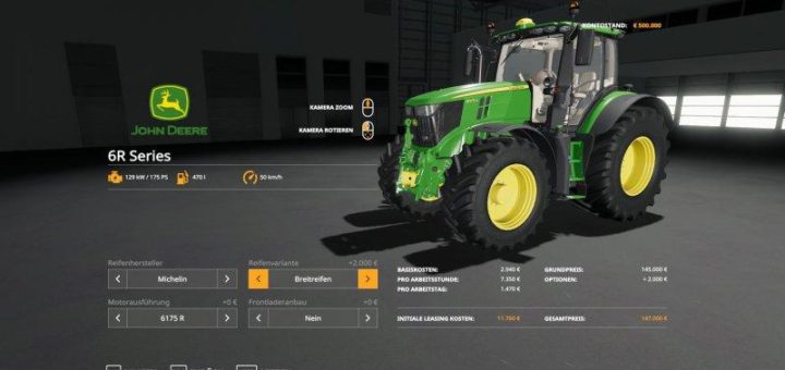 Мод трактор John Deere 6R 175 / 210 / 230 / 250 v1.0.0.0 FS19