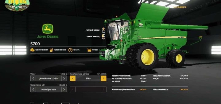 Мод комбайн John Deere S700 Series USA v2.1.0 Farming Simulator 19