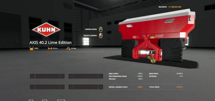 Мод разбрасыватель Kuhn Axis 40.2 Lime Edition v1.0.0.0 FS19