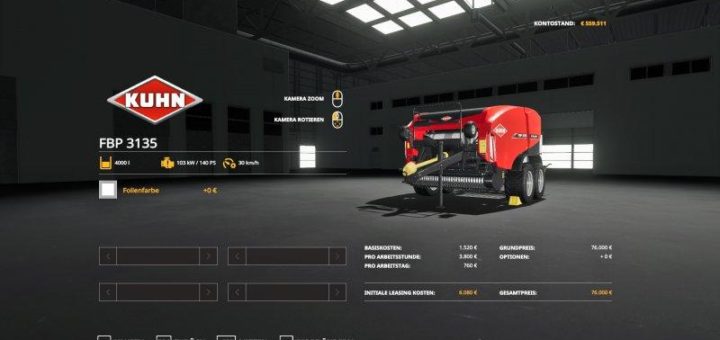 Мод тюкопресс Kuhn FBP 3135 Speed v1.0.0.0 Farming Simulator 19