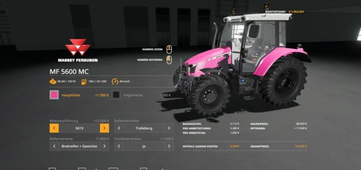 Мод трактор Massey Furguson MF5600 – MultiColor v1.0 FS19