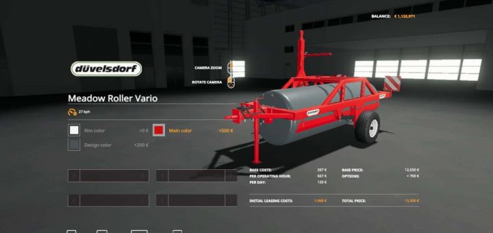 Мод Meadow Roller Vario small update Farming Simulator 19