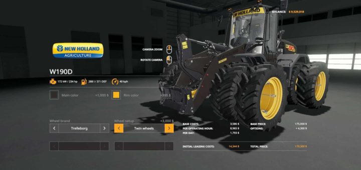 Мод погрузчик New Holland W190D Wheel Loader v1.0 FS19