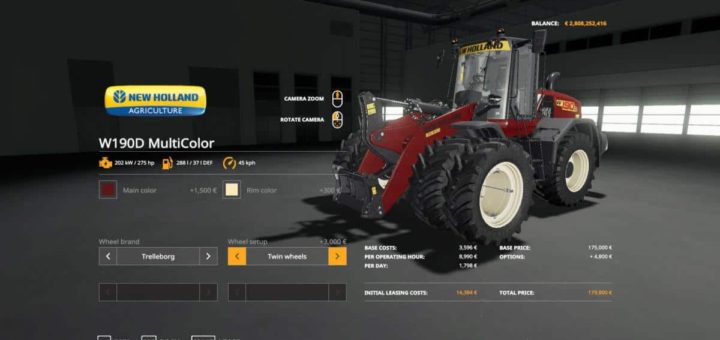 Мод погрузчик New Holland W190D v1.0 Farming Simulator 2019