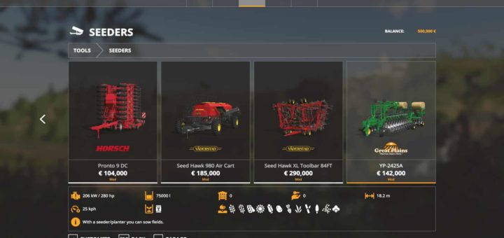 Мод ПАК сеялки Seeder Pack v1.0 Farming Simulator 2019