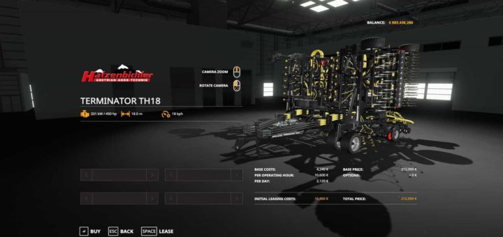 Мод культиватор TERMINATOR TH 18 BLACK EDITION V1.0 FS19