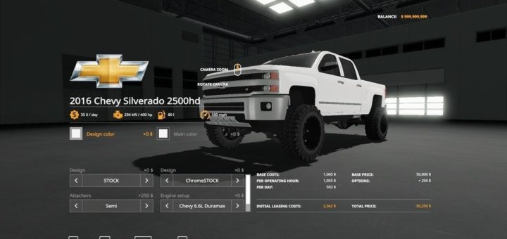 Мод авто 2016 CHEVY 2500HD DURAMAX V1.2 Farming Simulator 19