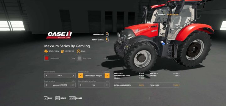 Мод трактор Case IH Maxxum By Gamling v1.0.0.1 Farming Simulator 19