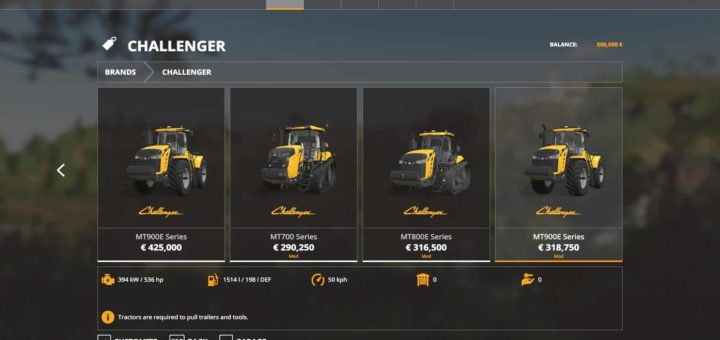 Мод ПАК Challenger Tractors v1.0.0.2 Farming Simulator 2019