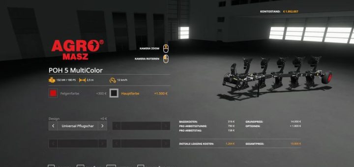 Мод плуг Agromasz POH5 – MetallicEdit v1.0 Farming Simulator 19
