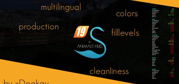 Мод Animals HUD Final multilingual + production + colors v3.0 FS19