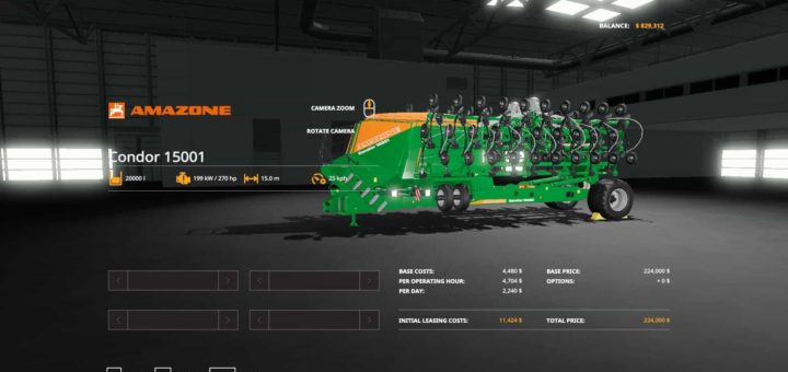 Мод сеялка Condor 15001 Seeder/Planter v1.0 Farming Simulator 19