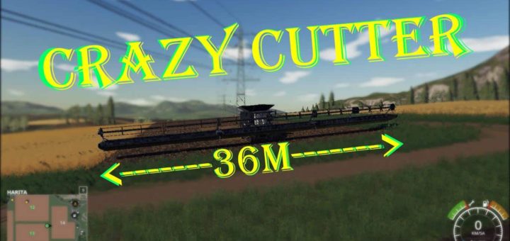 Мод жатка Crazy Cutter PowerFlow v1.0 Mod Farming Simulator 19