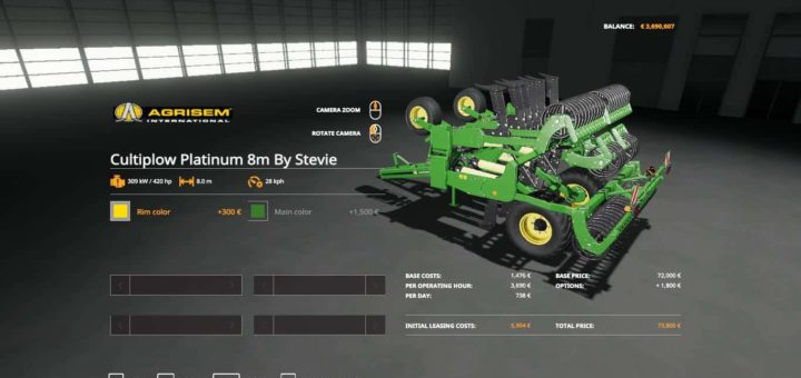 Мод плуг Cultiplow Platinum 8m Farming Simulator 2019