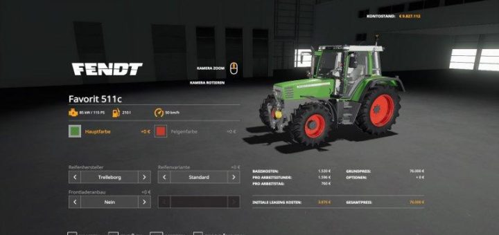 Мод трактор FENDT FAVORIT 511C - 515C V1.0 FS19