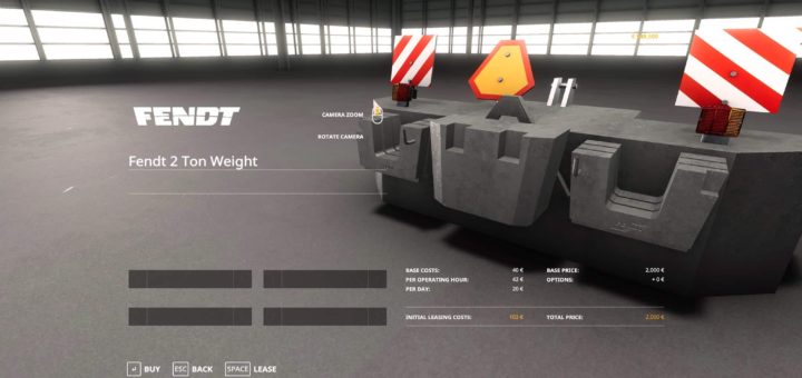 Мод противовес Fendt 2 Tons Weight Farming Simulator 19