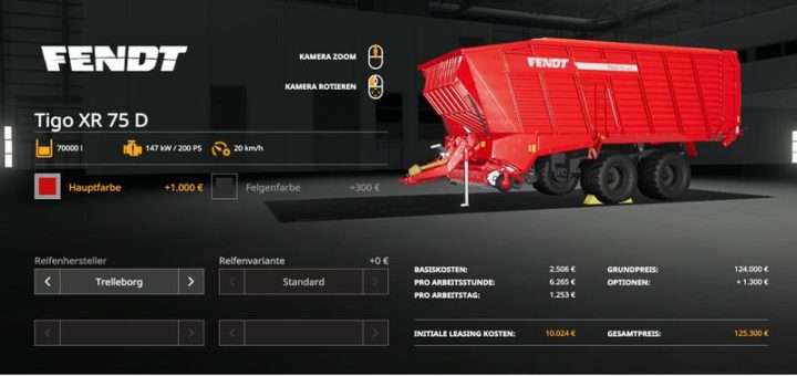 Мод прицеп Fendt TigoXR75 Multicolor Multifruit 70000l v1.0 FS19