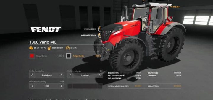 Мод трактор Fendt Vario 1000 – MetallicEdit v1.1 Farming Simulator 19