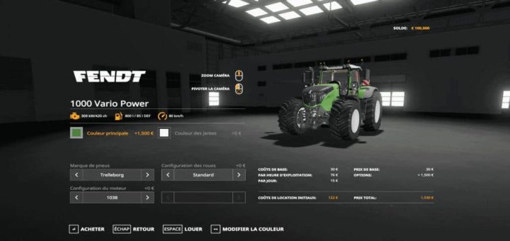 Мод трактор Fendt Vario 1000 Power v1.0.0.0 Farming Simulator 19