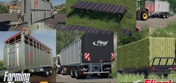 Мод ПАК Fliegl Mega Trailers Pack v1.0 Farming Simulator 19